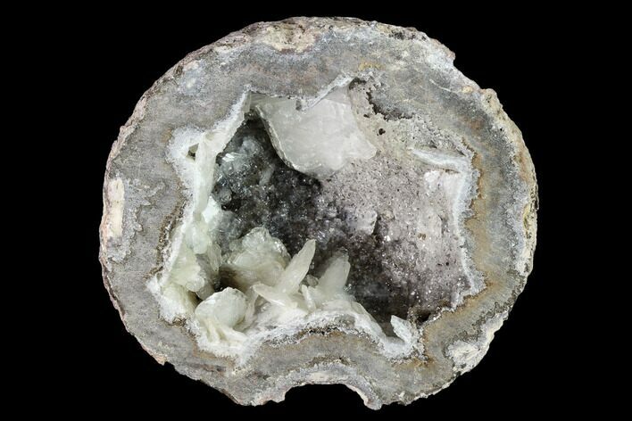 Las Choyas Coconut Geode Half with Quartz & Calcite - Mexico #145858